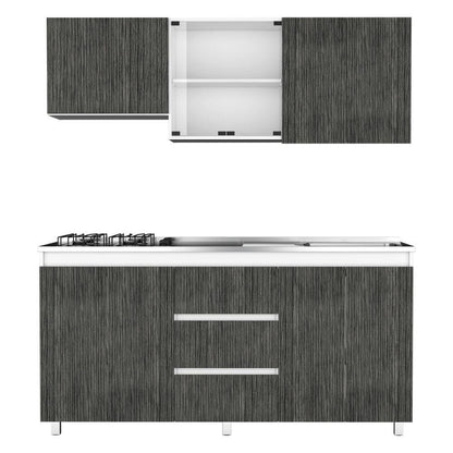 Cocina Integral Riblas Gris Y Blanco Con Mesón Derecho