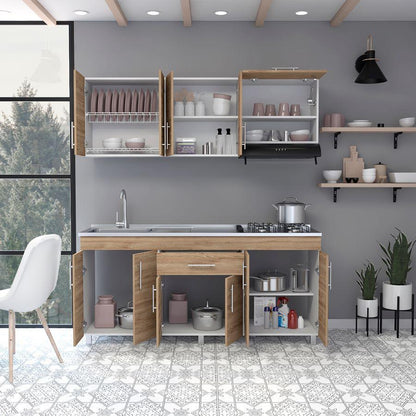 Cocina Integral Aurena Miel Y Blanco Con Mesón Izquierdo