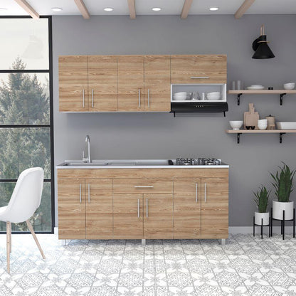 Cocina Integral Aurena Miel Y Blanco Con Mesón Izquierdo