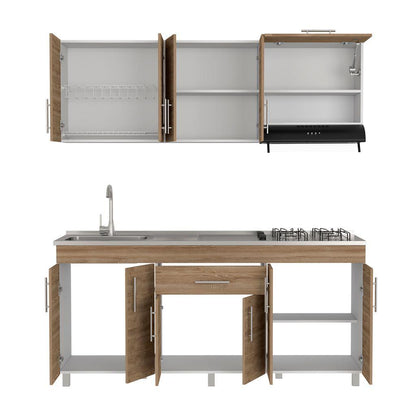 Cocina Integral Aurena Miel Y Blanco Con Mesón Izquierdo
