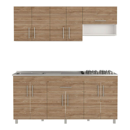 Cocina Integral Aurena Miel Y Blanco Con Mesón Izquierdo