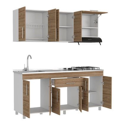Cocina Integral Aurena Miel Y Blanco Con Mesón Izquierdo