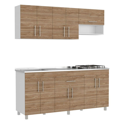 Cocina Integral Aurena Miel Y Blanco Con Mesón Izquierdo