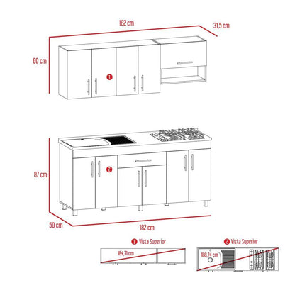 Cocina Integral Aurena Miel Y Blanco Con Mesón Izquierdo