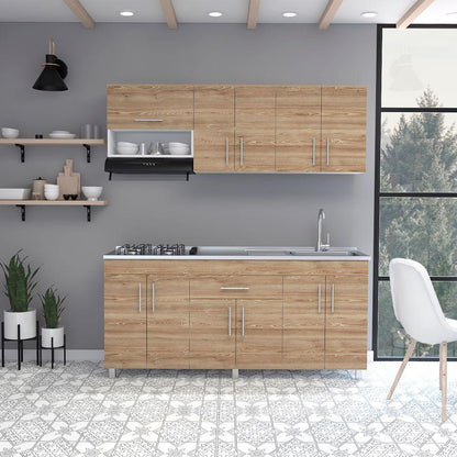 Cocina Integral Aurena Miel Y Blanco Con Mesón Derecho