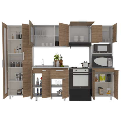 Cocina Integral Simuray Miel Y Blanco Con Mesón Izquierdo