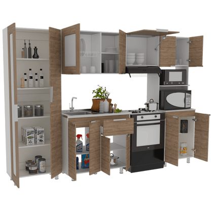 Cocina Integral Simuray Miel Y Blanco Con Mesón Izquierdo