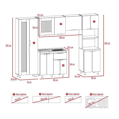 Cocina Integral Simuray Miel Y Blanco Con Mesón Izquierdo