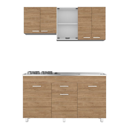 Cocina Integral Avorin Miel Y Blanco Con Mesón Derecho