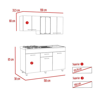 Cocina Integral Avorin Miel Y Blanco Con Mesón Derecho