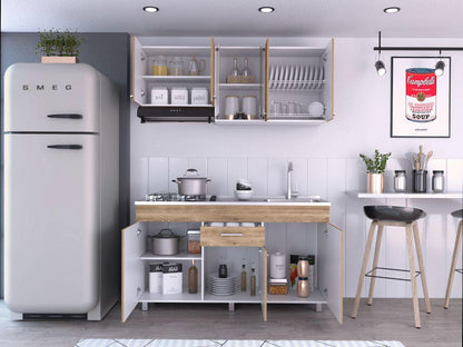 Cocina Integral Avorin Miel Y Blanco Con Mesón Derecho