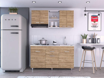 Cocina Integral Avorin Miel Y Blanco Con Mesón Derecho