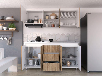 Cocina Integral Zomira Miel Y Blanco Con Mesón Derecho