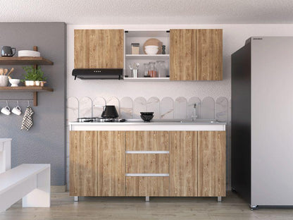 Cocina Integral Zomira Miel Y Blanco Con Mesón Derecho