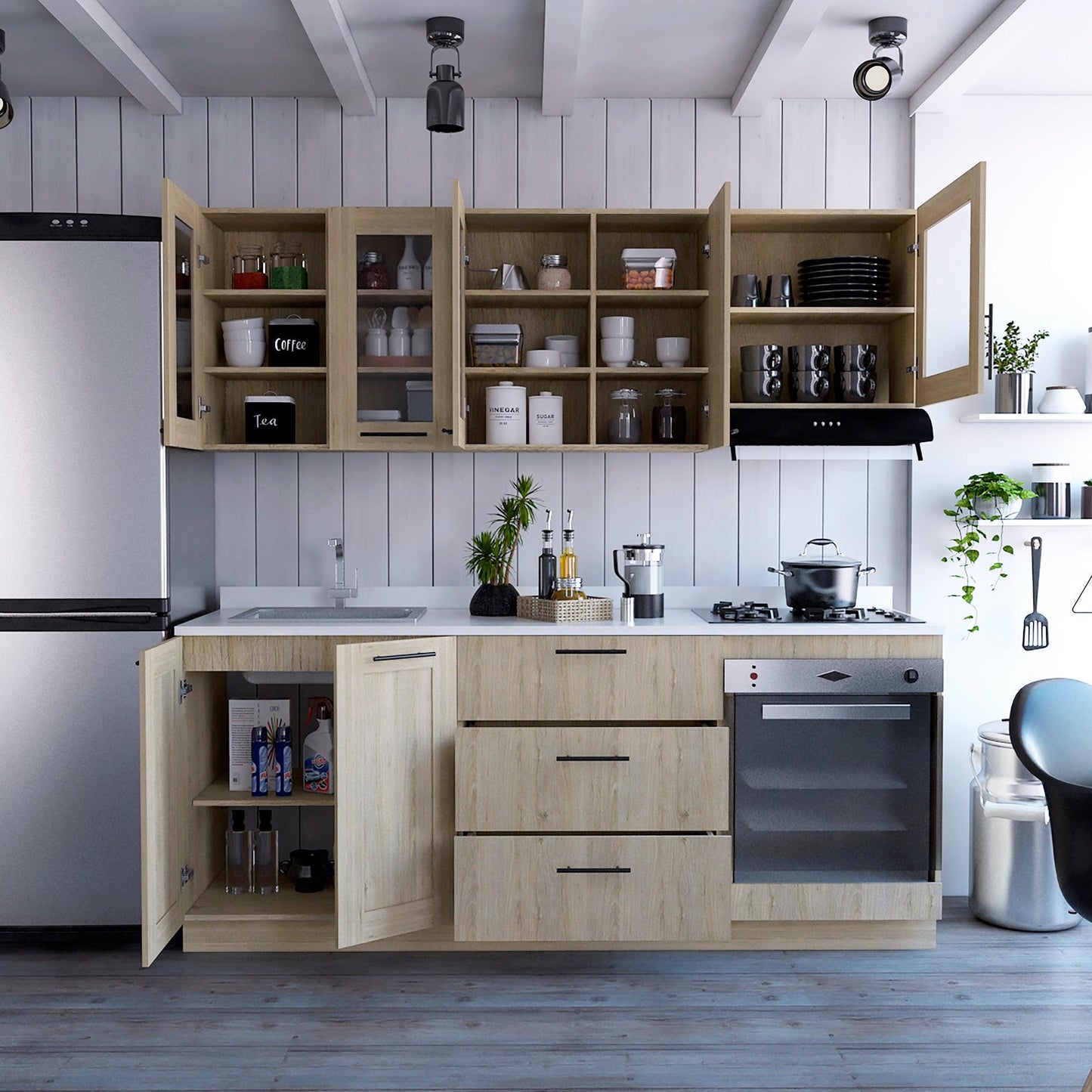 Cocina Integral Elavor Rovere Con Mesón Izquierdo