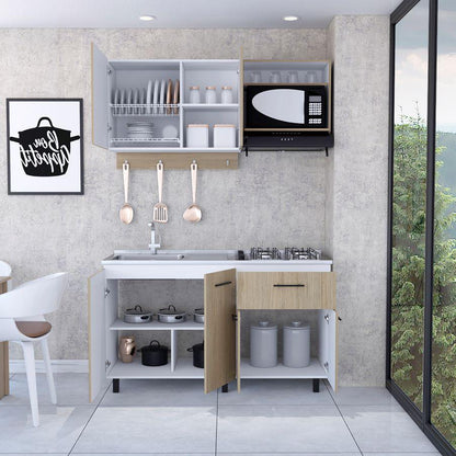 Cocina Integral Xireya Rovere Y Blanco Con Mesón Izquierdo