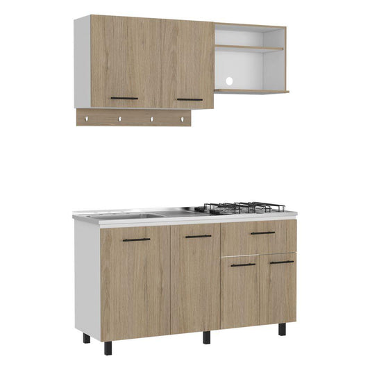 Cocina Integral Xireya Rovere Y Blanco Con Mesón Izquierdo
