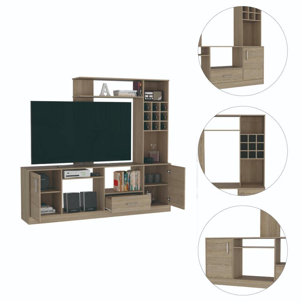 Mesa Para Tv Veluna Rovere Y Blanco, Para Tv De 60''