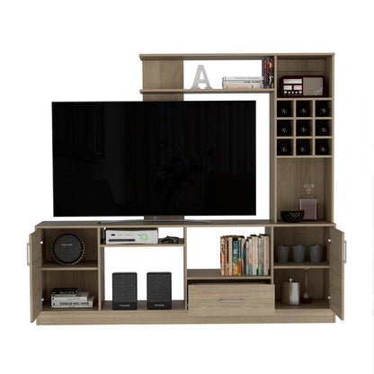 Mesa Para Tv Veluna Rovere Y Blanco, Para Tv De 60''