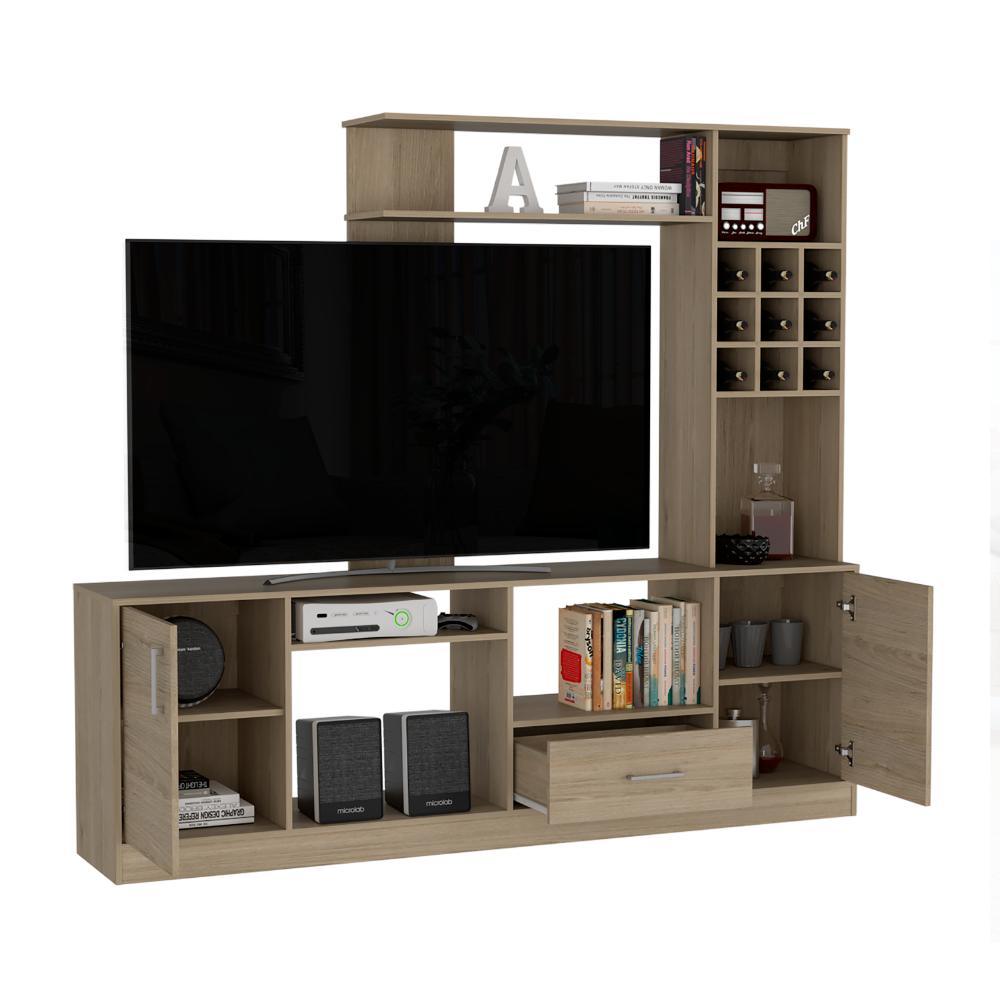 Mesa Para Tv Veluna Rovere Y Blanco, Para Tv De 60''
