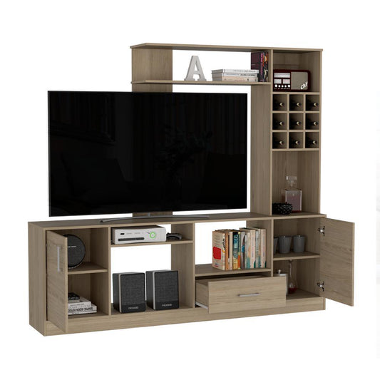 Mesa Para Tv Veluna Rovere Y Blanco, Para Tv De 60''