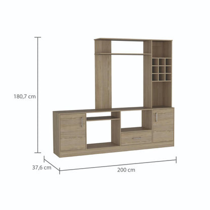 Mesa Para Tv Veluna Rovere Y Blanco, Para Tv De 60''