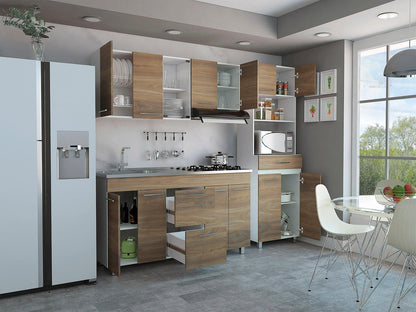 Cocina Integral Elvora Moca Y Blanco Con Mesón Izquierdo