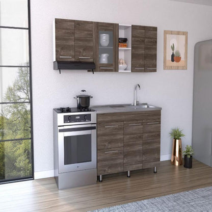 Cocina Integral Zomira Avellana Y Blanco Con Mesón Derecho