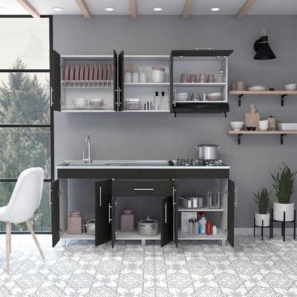 Cocina Integral Aurena Wengue Y Blanco Con Mesón Izquierdo