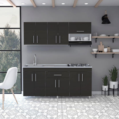 Cocina Integral Aurena Wengue Y Blanco Con Mesón Izquierdo