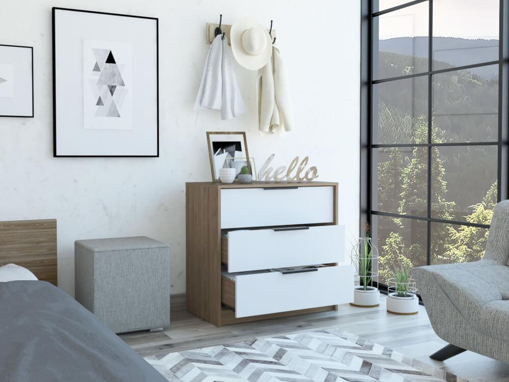 Organizador Okria Miel Y Blanco Tres Cajones