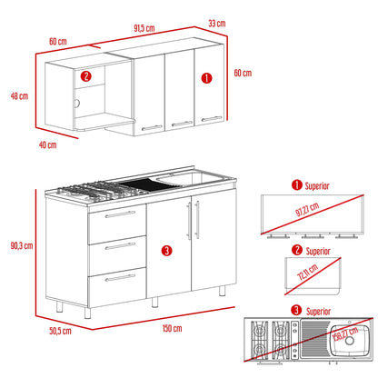 Cocina Integral Zareni Blanco Duna Con Meson Derecho