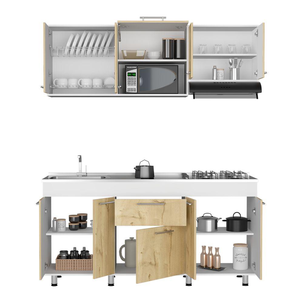 Cocina Integral Soludy Duna Y Blanco Con Mesón Izquierdo
