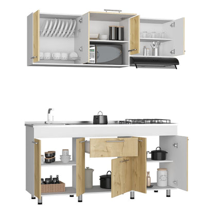 Cocina Integral Soludy Duna Y Blanco Con Mesón Izquierdo