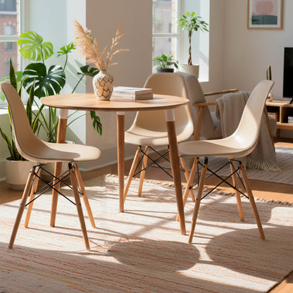 Juego de Comedor redondo lizz con 3 Sillas Eames beige