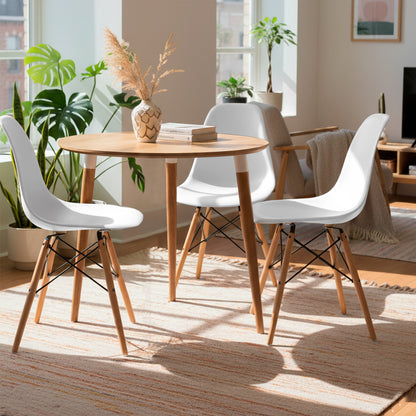 Juego de Comedor redondo lizz con 3 Sillas Eames blanca