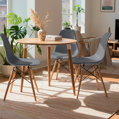Juego de Comedor redondo lizz con 3 Sillas Eames gris