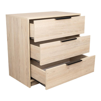 Comoda 3 Cajones Okria  Rovere + Blanco