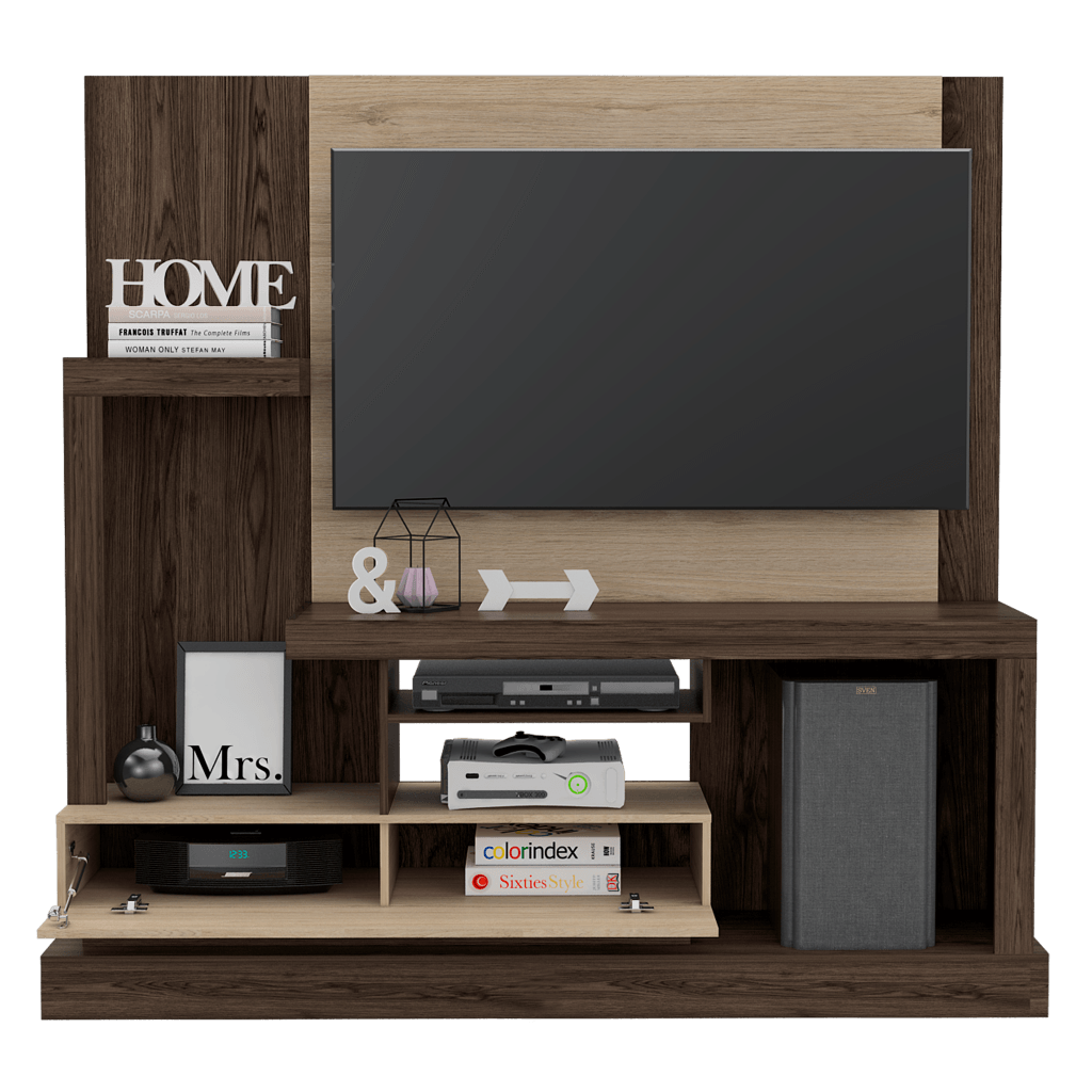 Mesa Para Tv Nelari Rovere Y Coñac Con Espacio Para Televisor De Hasta 55 Pulgadas