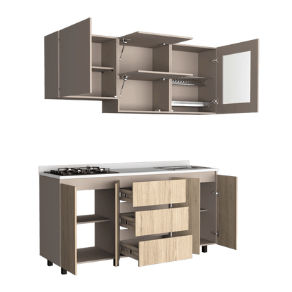 Cocina Integral Zomira Rovere Y Cocoa Con Mesón