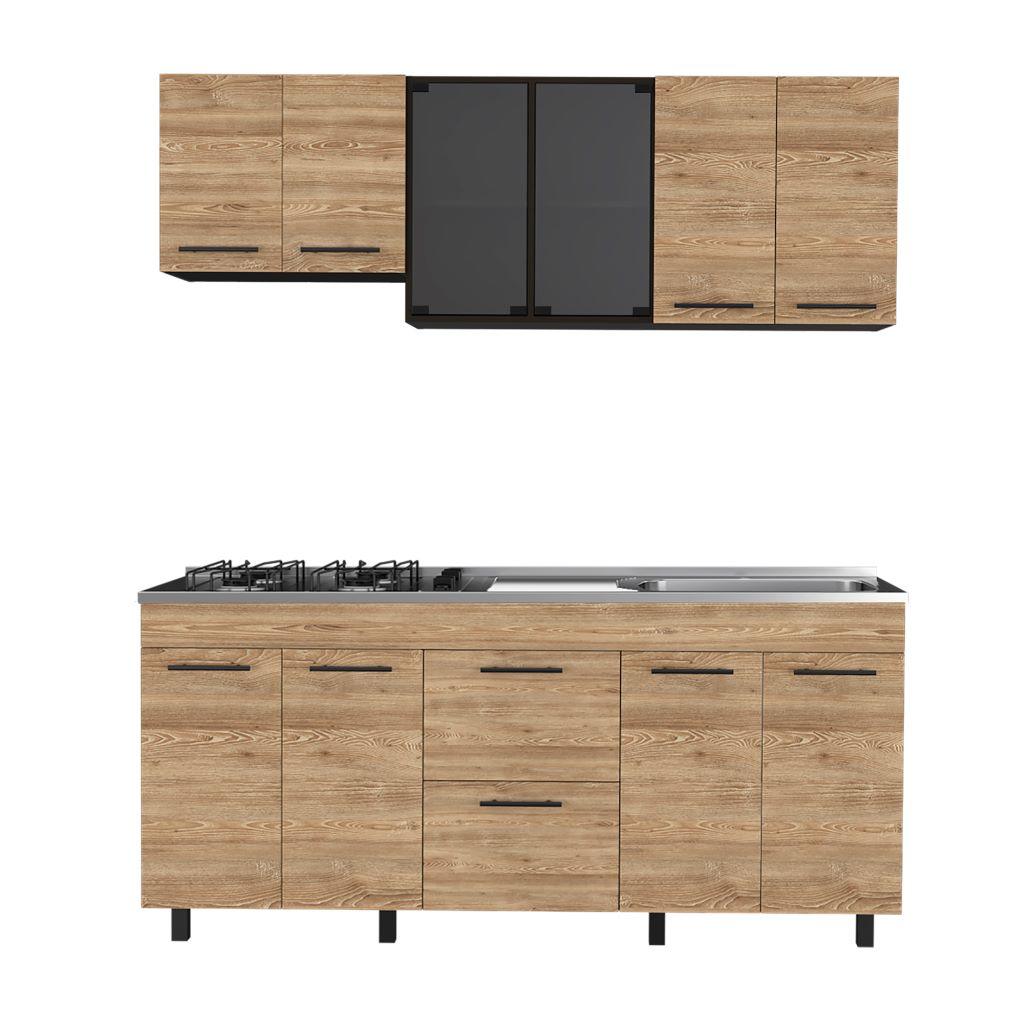 Cocina Integral Elvora Wengue Y Miel Con Mesón Derecho