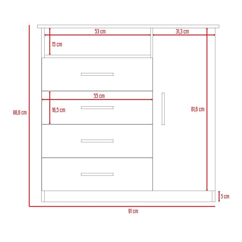 Comoda Zireon (4 Cajones 1 Puerta) (1C) Ba