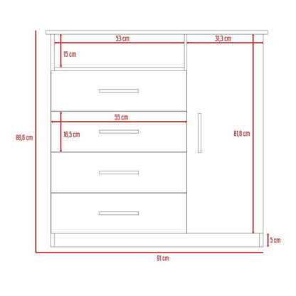Comoda Zireon (4 Cajones 1 Puerta) (1C) Ba