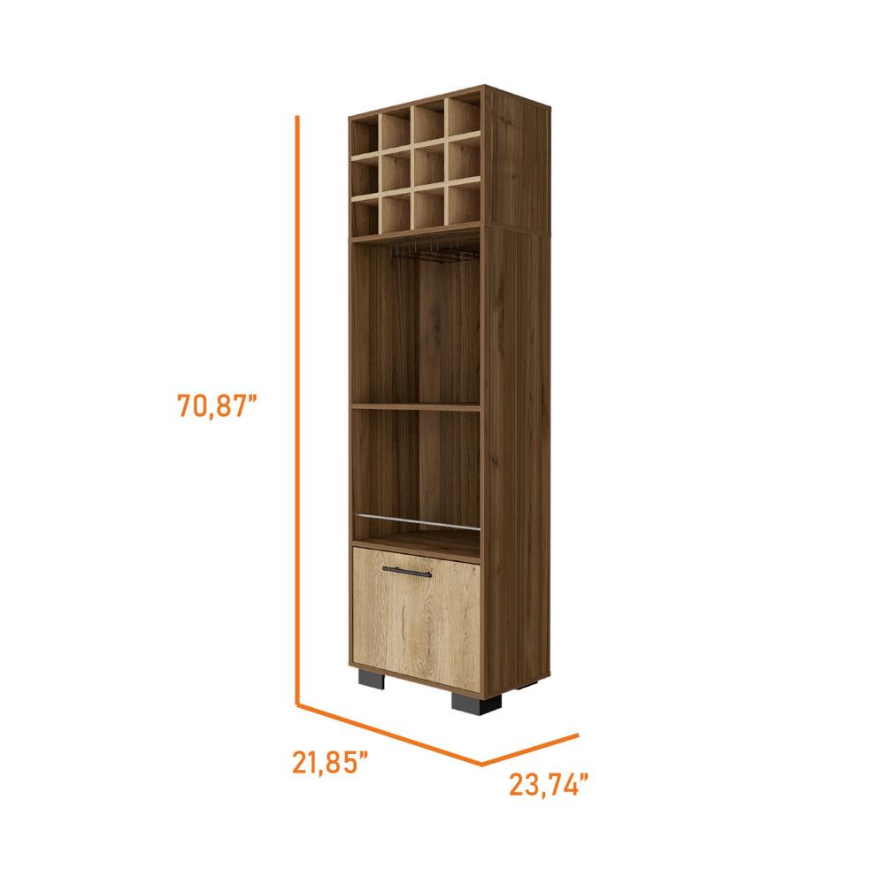 Bar Minexa, Castaño Y Macadamia, Con Amplio Espacio De Almacenamiento Y Porta Copas