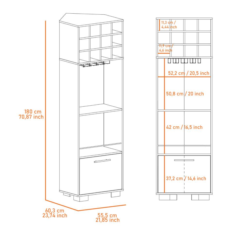 Bar Minexa, Castaño Y Macadamia, Con Amplio Espacio De Almacenamiento Y Porta Copas