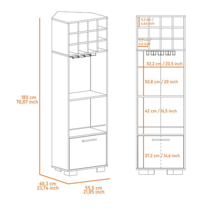 Bar Minexa, Castaño Y Macadamia, Con Amplio Espacio De Almacenamiento Y Porta Copas