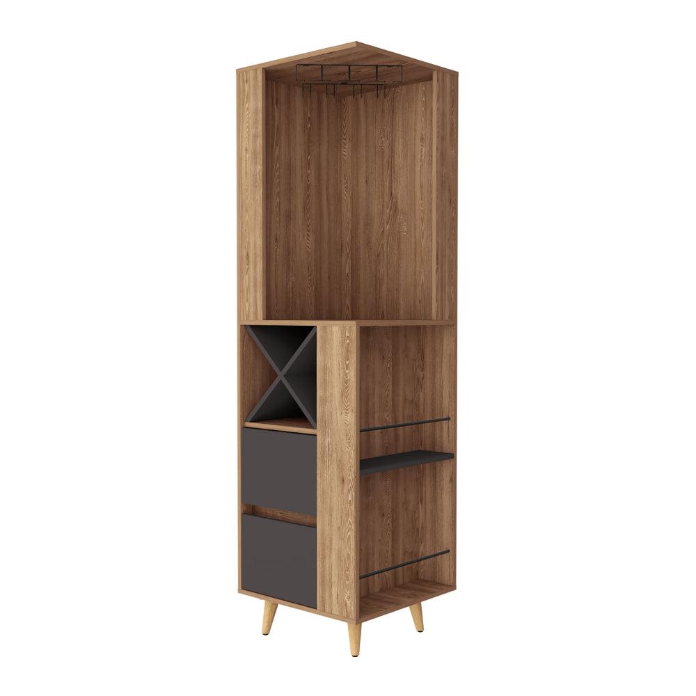 Bar Esquinero Shiral, Miel Y Plata Oscuro, Con Amplio Espacio De Almacenamiento Y Porta Copas