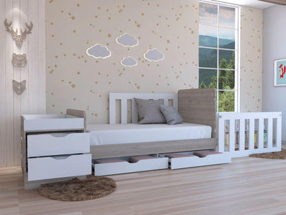 Cama Corral Islas  Blanco Y Ceniza