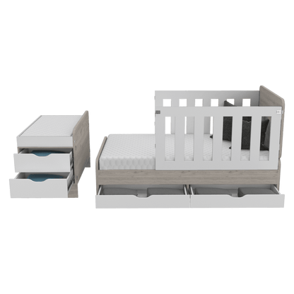 Cama Corral Islas  Blanco Y Ceniza