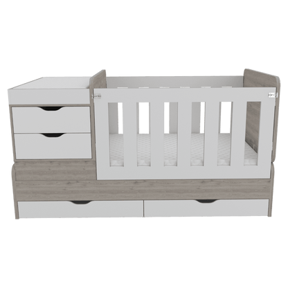 Cama Corral Islas  Blanco Y Ceniza